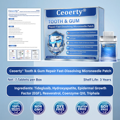 Your Smile🦷Ceoerty® Tooth & Gum Repair Fast-Dissolving Microneedle Patch✨ (𝟓-𝐢𝐧-𝟏 💎 𝐑𝐞𝐛𝐮𝐢𝐥𝐝 𝐄𝐧𝐚𝐦𝐞𝐥 & 𝐃𝐞𝐧𝐭𝐢𝐧 • 𝐒𝐭𝐫𝐞𝐧𝐠𝐭𝐡𝐞𝐧 𝐆𝐮𝐦𝐬 • 𝐄𝐫𝐚𝐝𝐢𝐜𝐚𝐭𝐞 𝐓𝐚𝐫𝐭𝐚𝐫 & 𝐎𝐝𝐨𝐫 • 𝐖𝐡𝐢𝐭𝐞𝐧𝐢𝐧𝐠 • 𝐒𝐭𝐨𝐩 𝐓𝐨𝐨𝐭𝐡 𝐒𝐞𝐧𝐬𝐢𝐭𝐢𝐯𝐢𝐭𝐲) (Copy)